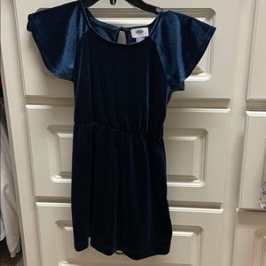 Girls Navy velvet dress